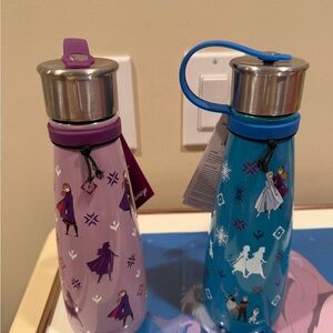Disney’s Frozen Themed Kids Water Bottles - Elsa Snnd Purple and Blue set of 2